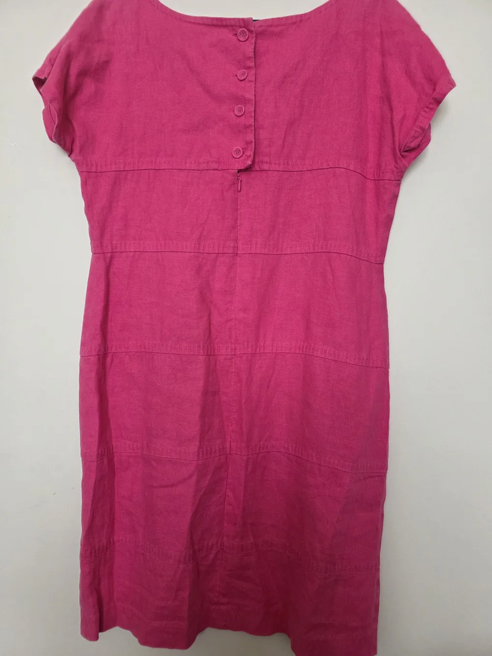 Banana Republic 100% Linen Pink Shift Dress Size 14 Cap Sleeve Summer Dress - Picture 3 of 5